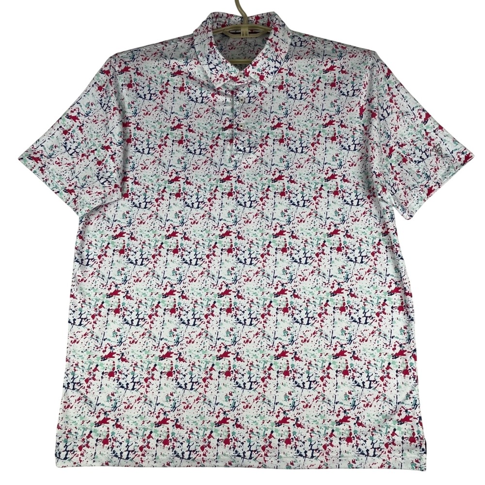 Maelreg Performance Polo Mens XL Paint Splatter Multicolor Short Sleeve Shirt